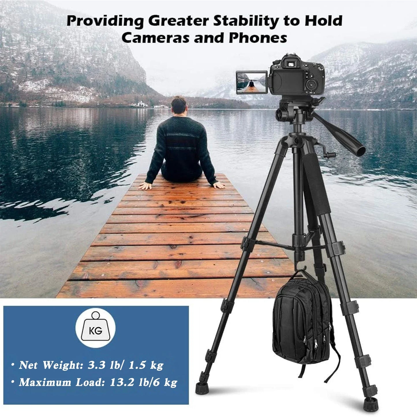 Aluminum Tripod for Cameras – 79 Inches Tall