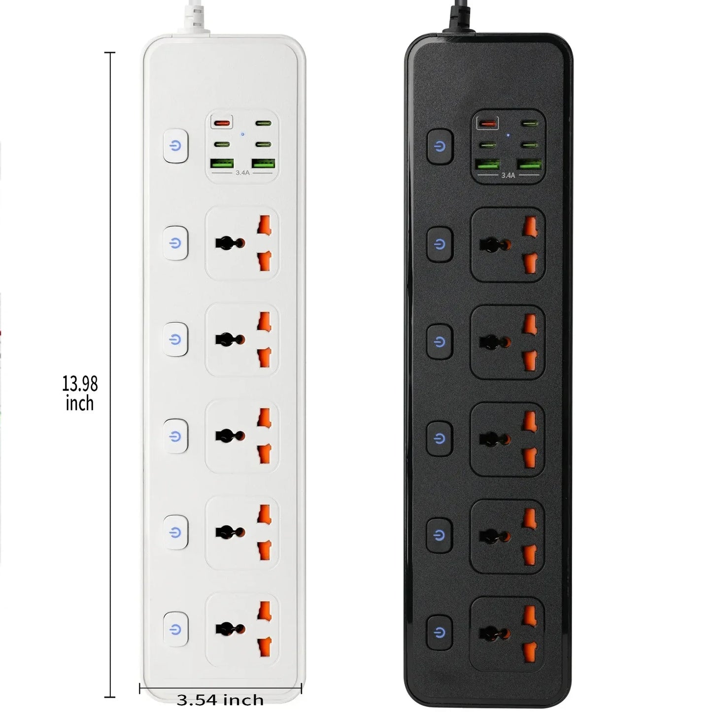 Travel Power Adapter with Multiple Outlets for Global Use