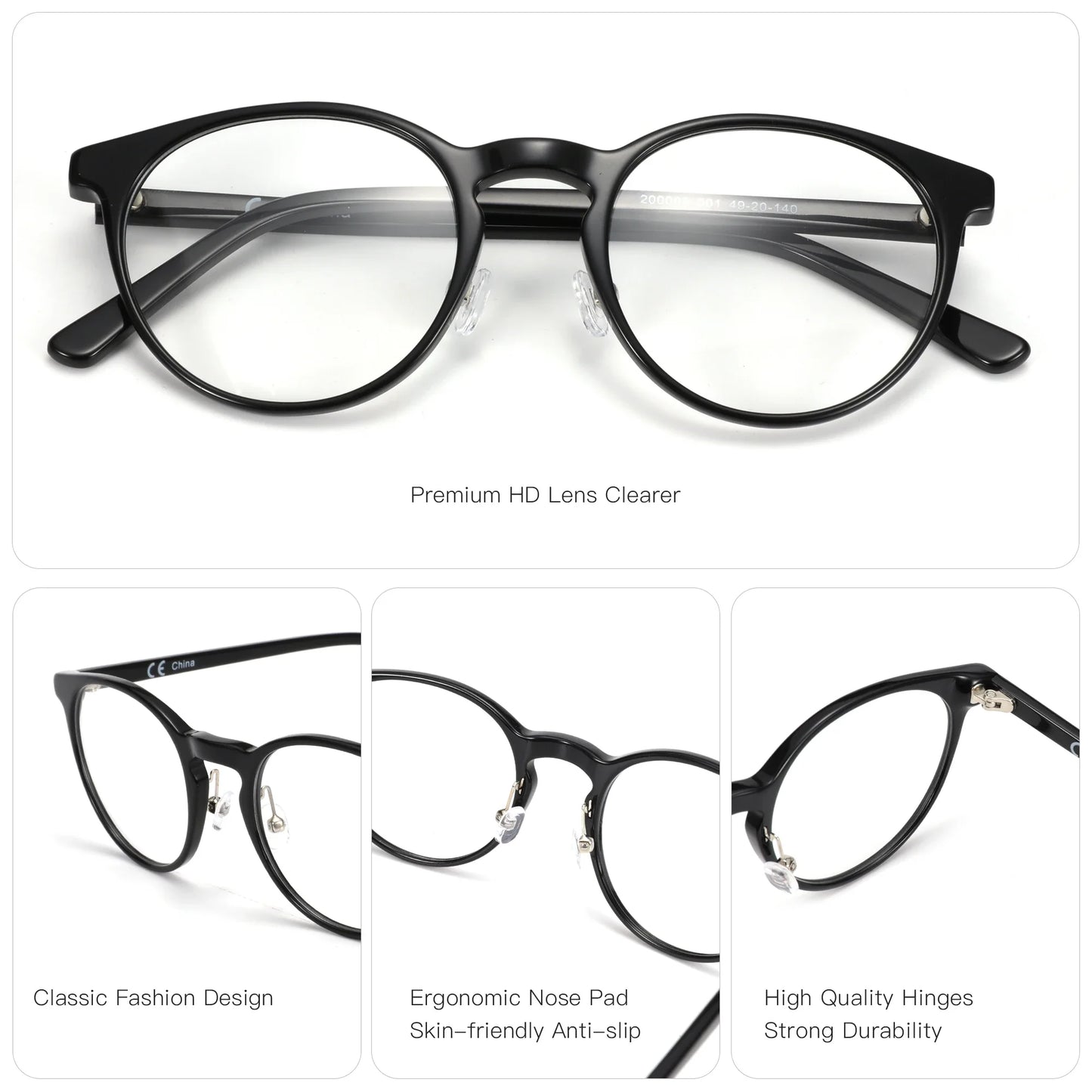 Vintage Round Eyewear with Glass Lenses