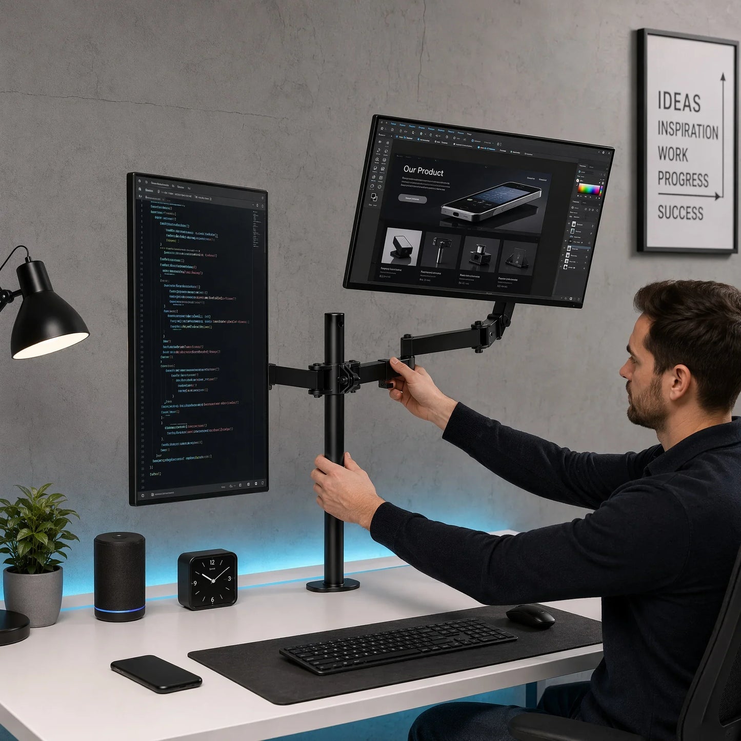 Heavy-Duty Dual Monitor Stand for Two Screens