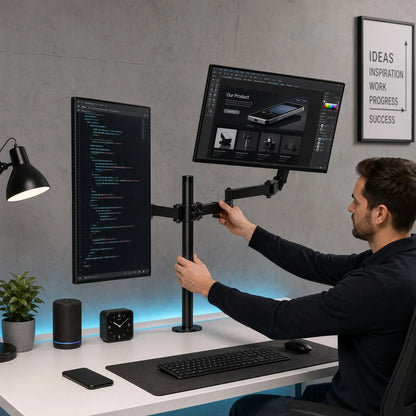 Heavy-Duty Dual Monitor Stand for Two Screens