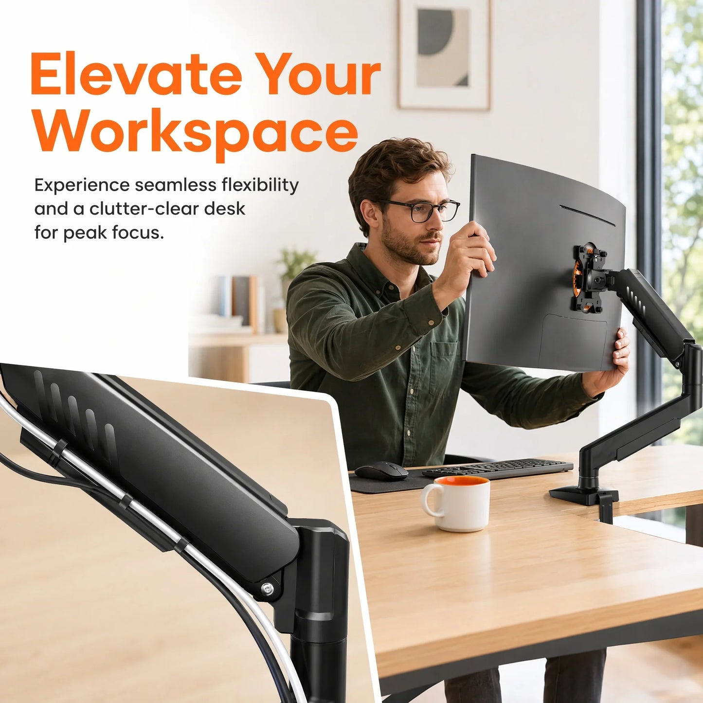 Tool-Free Adjustable Monitor Arm for Easy Setup