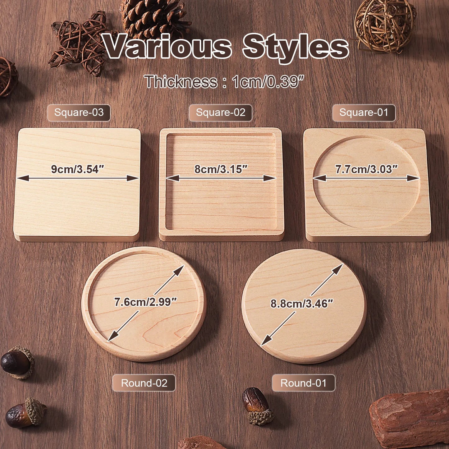 Solid Wood Round Drink Coaster