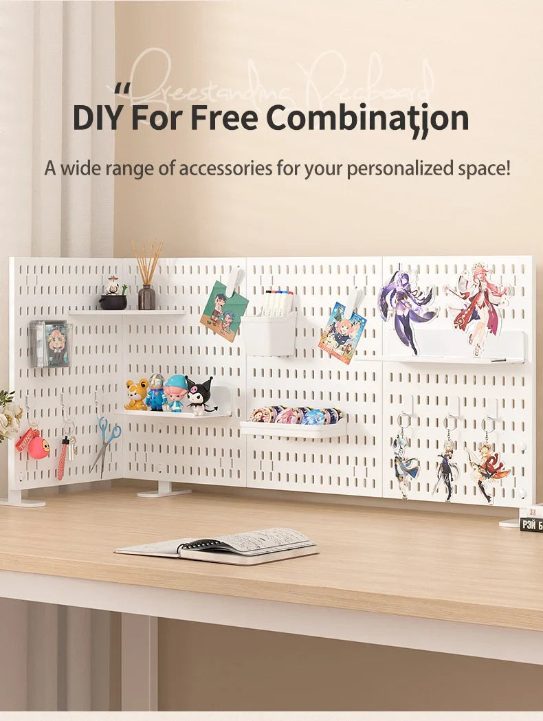 Desktop Organizer with Pegboard Design - Simple Setup, No Drilling Required