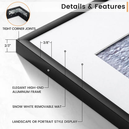 3-Pack Set of Aluminum Frames for Pictures