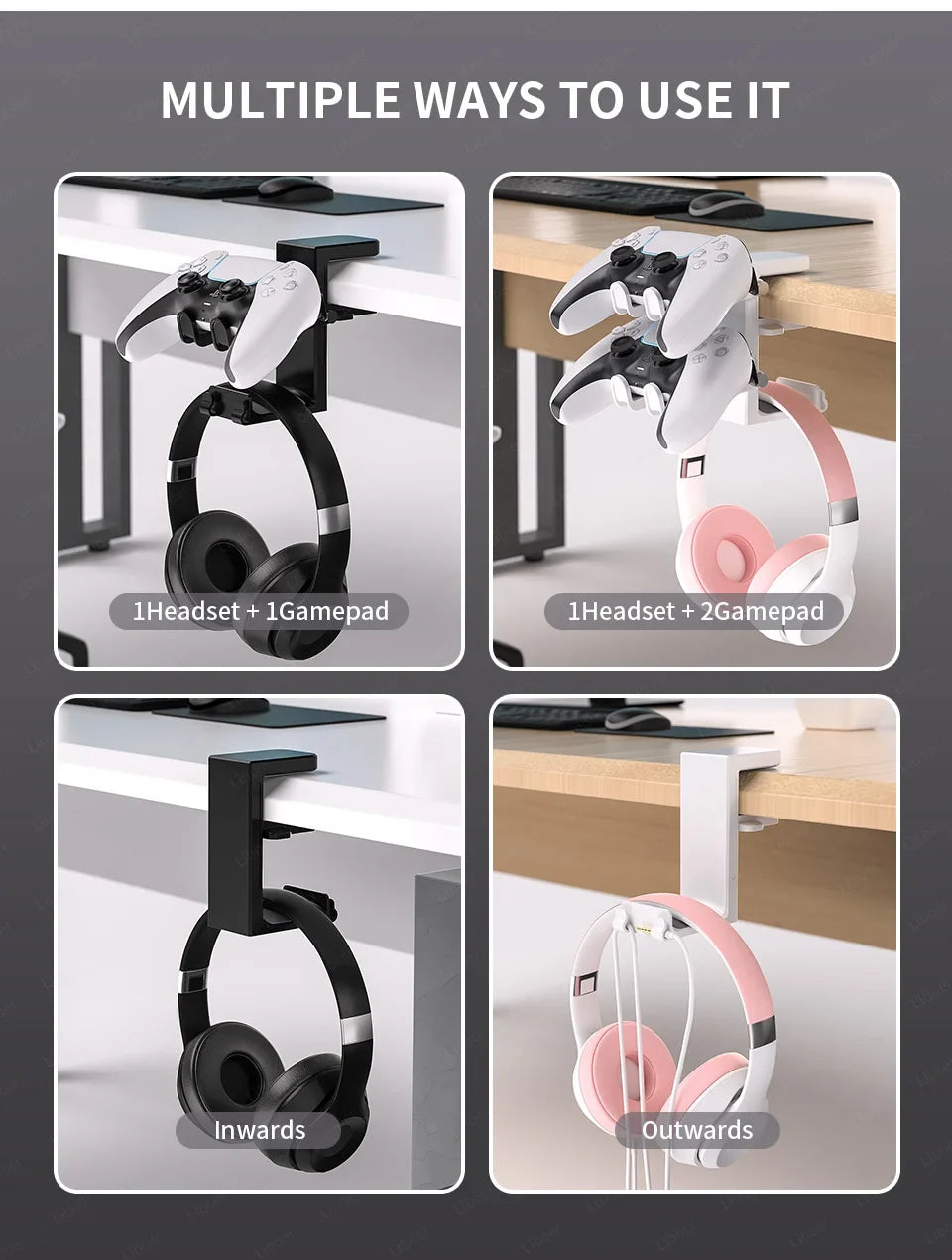 Headphone Stand with Dual Controller Holder