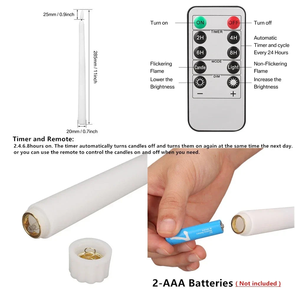 LED Taper Candles without Flame