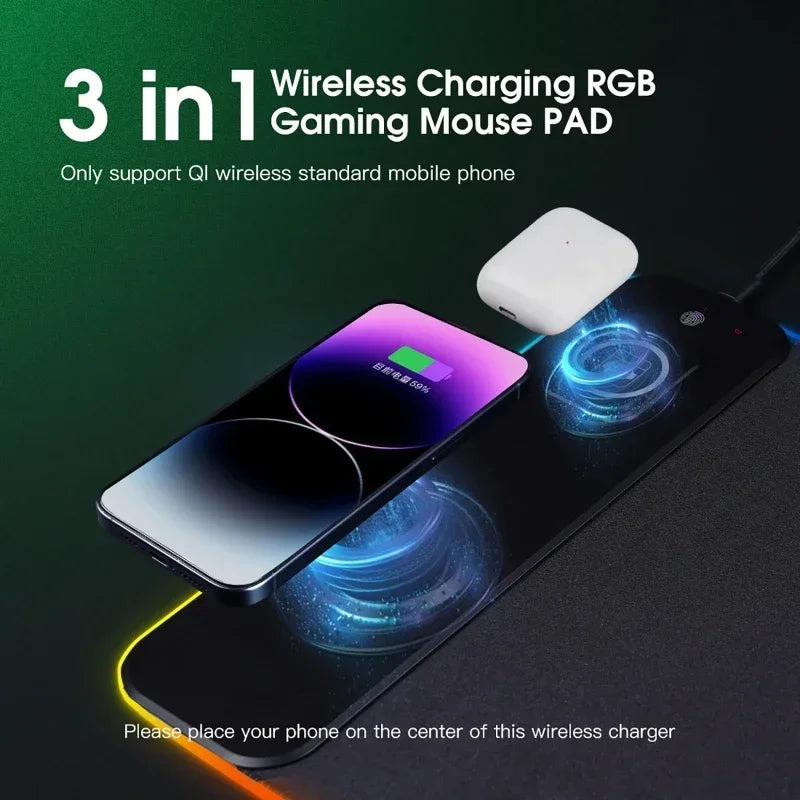 Wireless Desk Pad with RGB Lighting for Keyboard