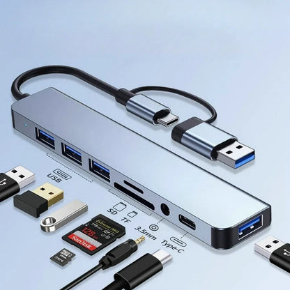 Multi-Function USB-C Hub with 8 Ports
