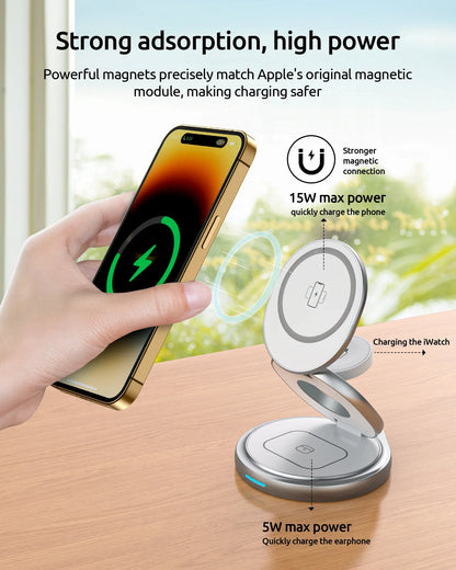 Magnetic Charging Stand with 3-in-1 Rotating Features