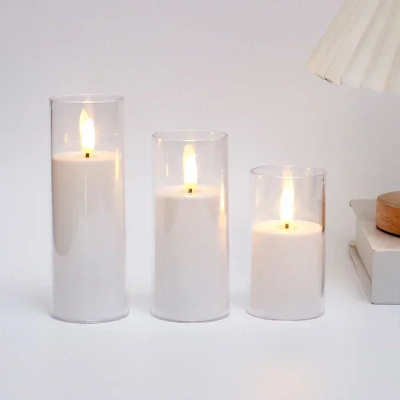 Pillar Candles with LED Light and Glow Effect