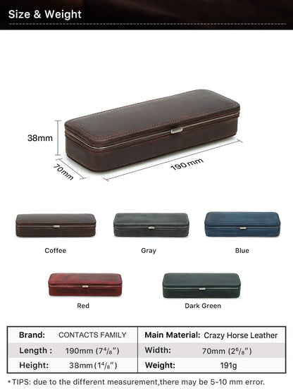 Leather Pen Holder with Three Compartments in Vintage Design