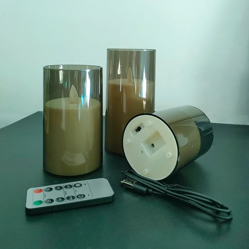 Set of 3 Rechargeable LED Candles with USB Charging