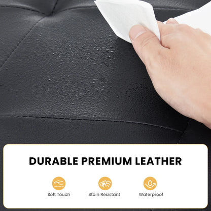 Foldable Ottoman with Leather Finish for Storage