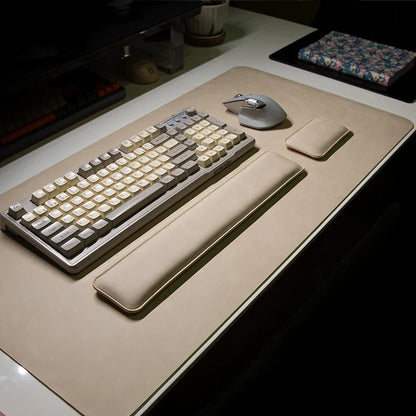 Desk Mat and Wrist Support Set in Leather