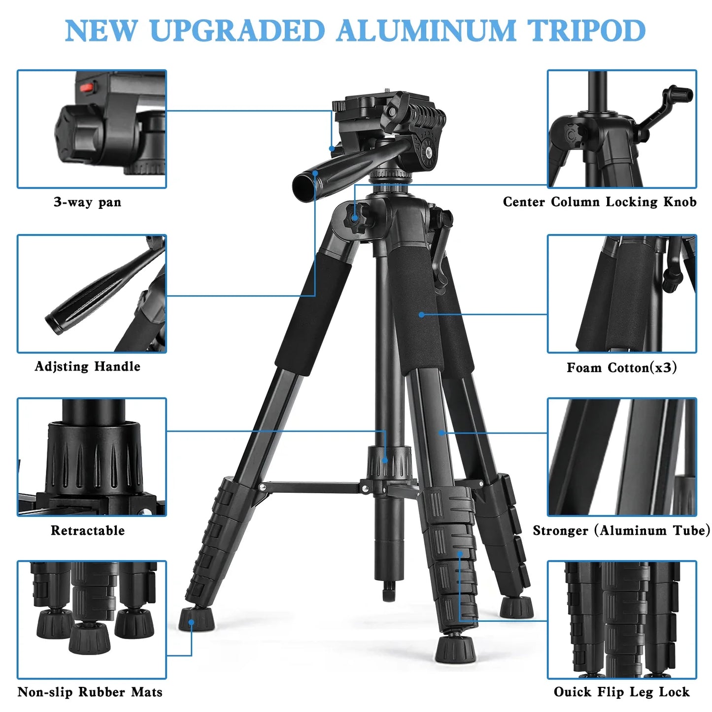 Aluminum Tripod for Cameras – 79 Inches Tall