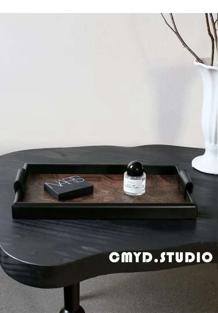 Organizational Woven Tray – Chic Design with Volcano Motif
