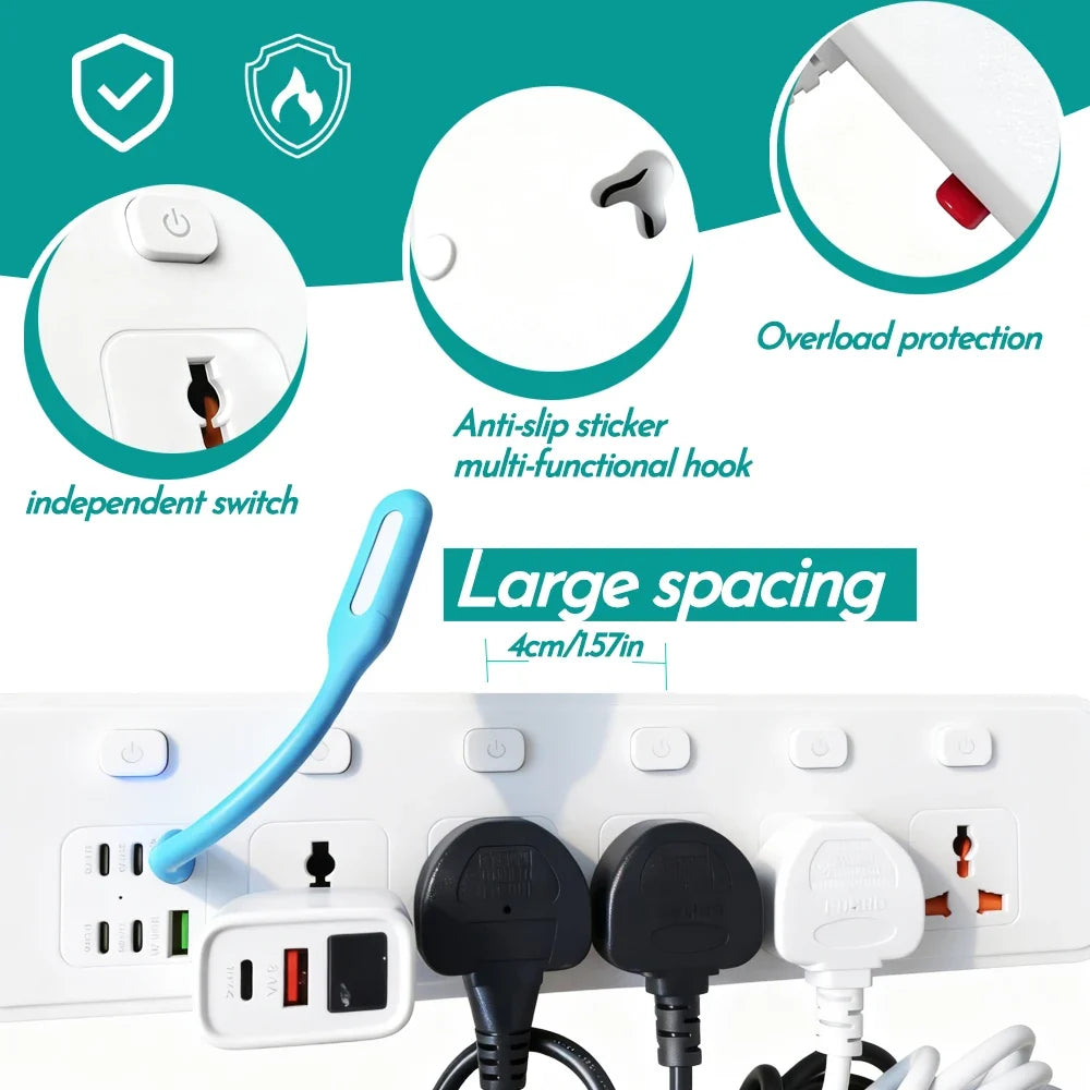 Travel Power Adapter with Multiple Outlets for Global Use