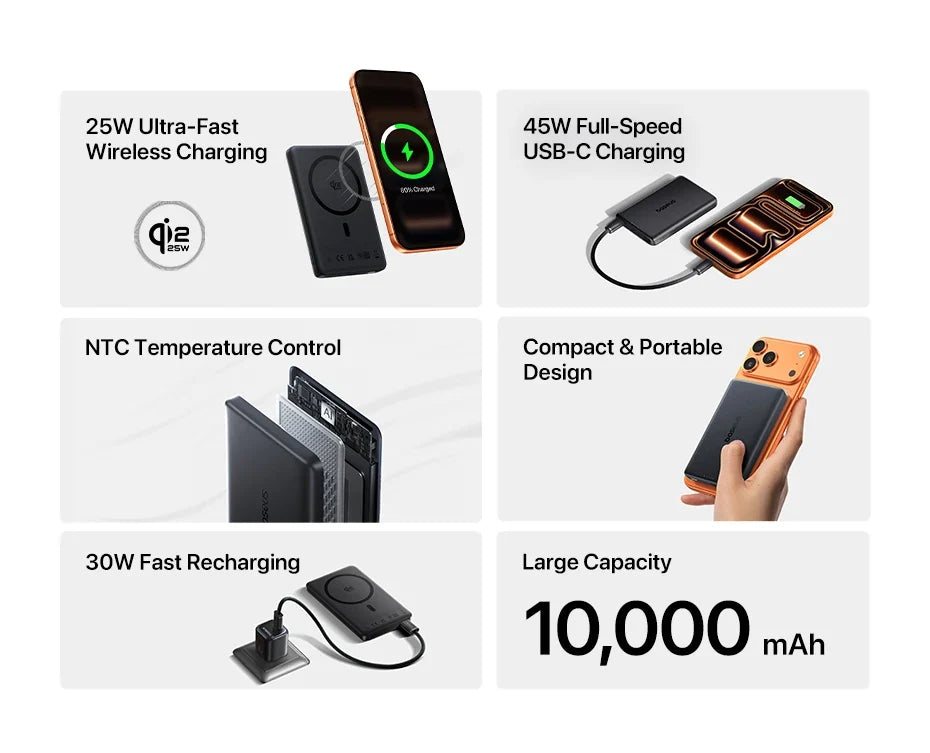 Wireless Power Bank with Magnetic Attachment