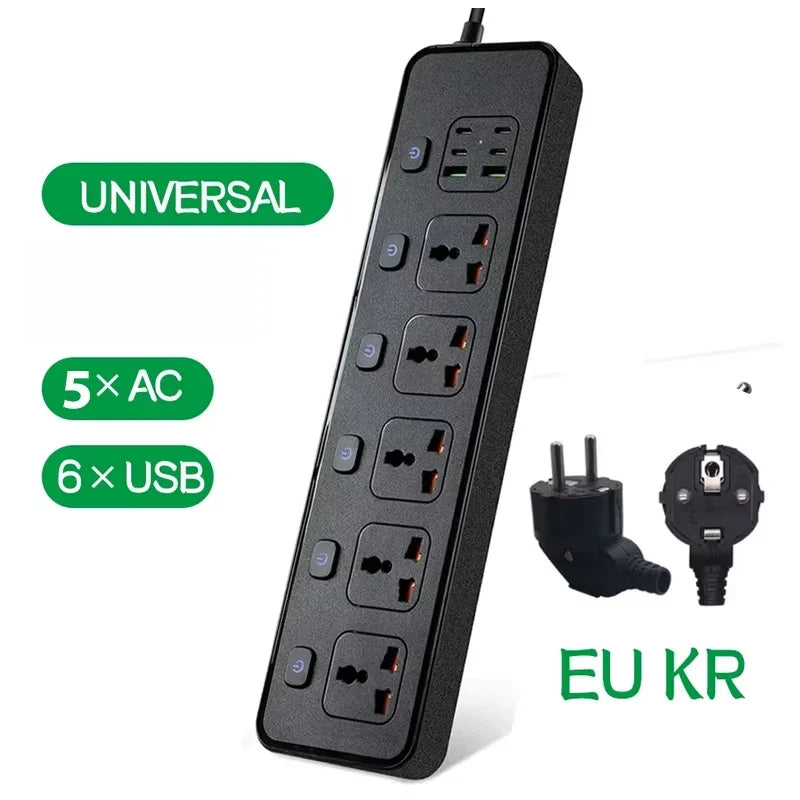 Travel Power Adapter with Multiple Outlets for Global Use