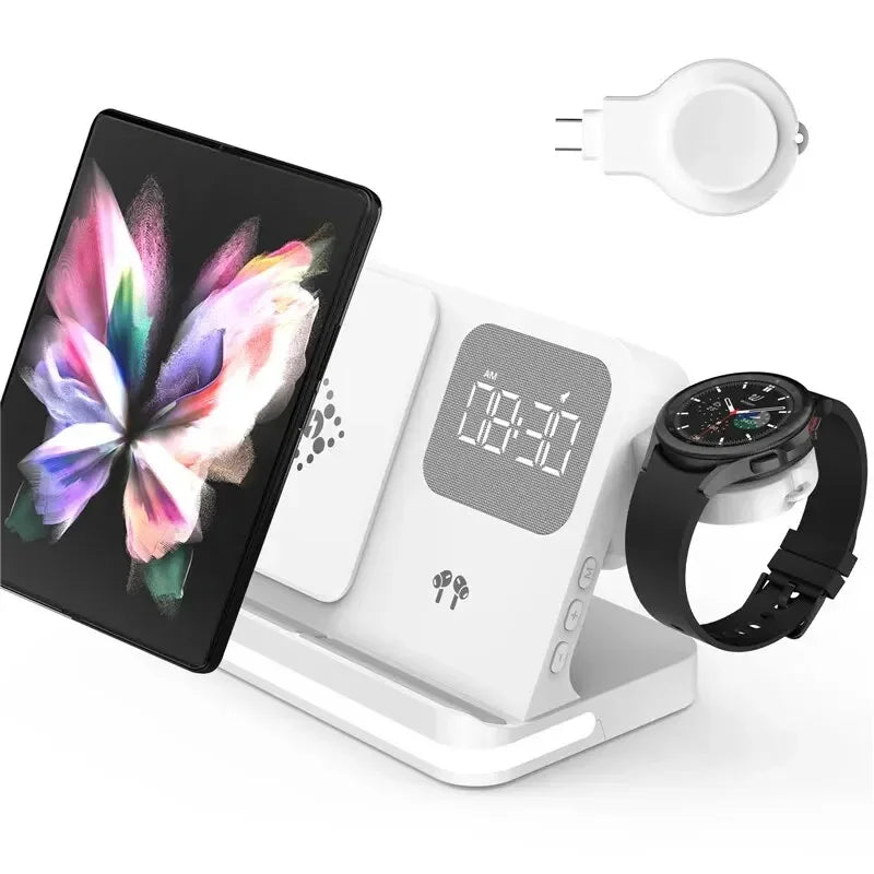 Wireless Charging Station with LED Clock – 6 Functions