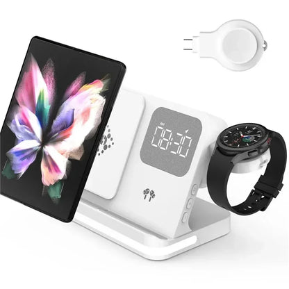 Wireless Charging Station with LED Clock – 6 Functions