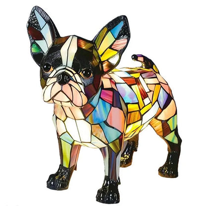 Enchanting Pooch Stained Glass Accent Lamp