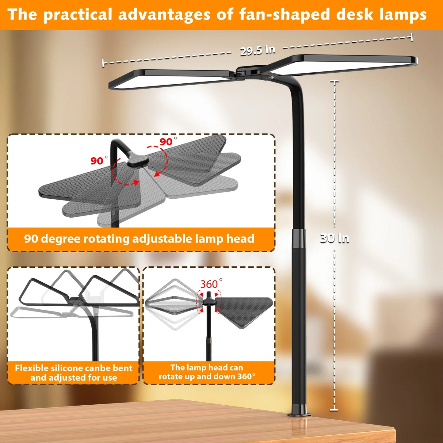 Dual-Arm Desk Lamp with Gooseneck Design
