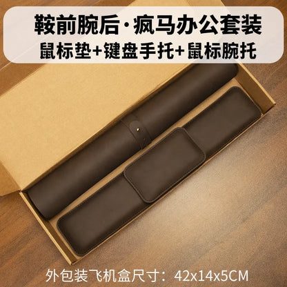 Desk Mat and Wrist Support Set in Leather