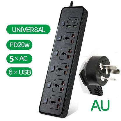 Travel Power Adapter with Multiple Outlets for Global Use