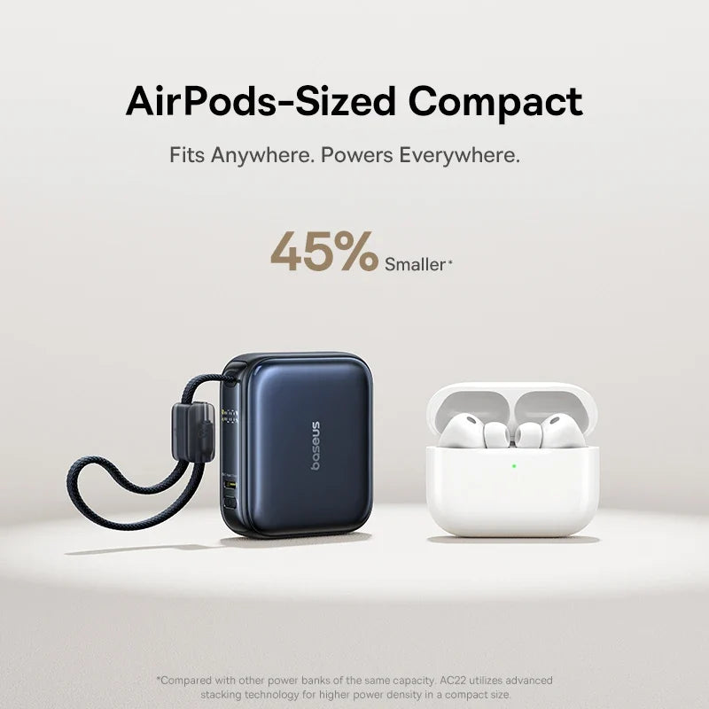 Compact Portable Charger with Integrated Cable