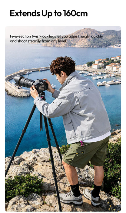 Carbon Fiber Tripod and Monopod Combo - 2-in-1 Design