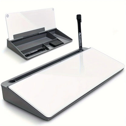 Whiteboard with Storage on Glass Desk