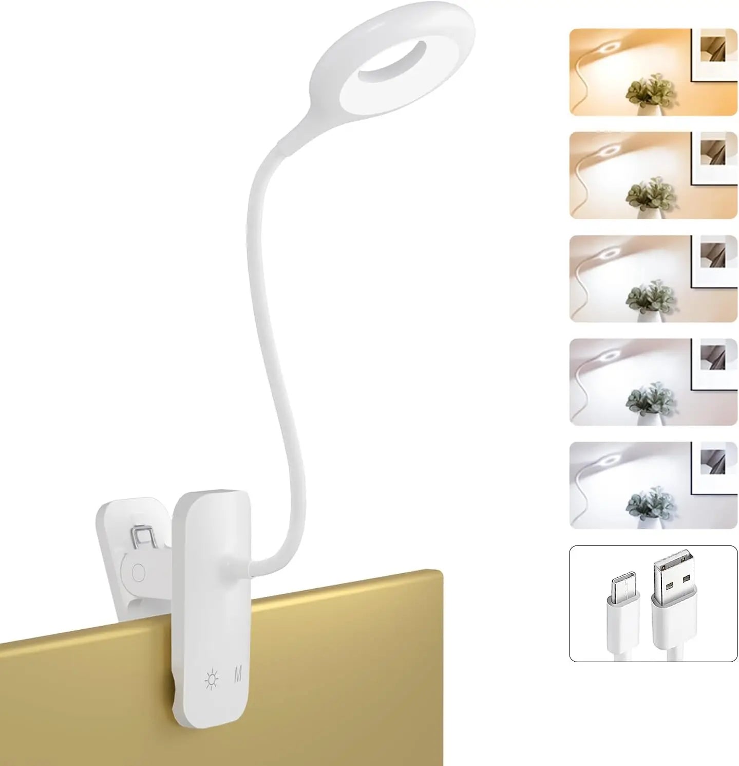 Portable Desk Lamp with Clip and Rechargeable Battery