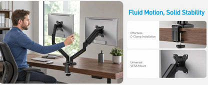 33-Inch Dual Monitor Stand with Adjustable Arms