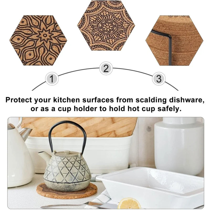 Cork Coaster Set for Absorbing Moisture