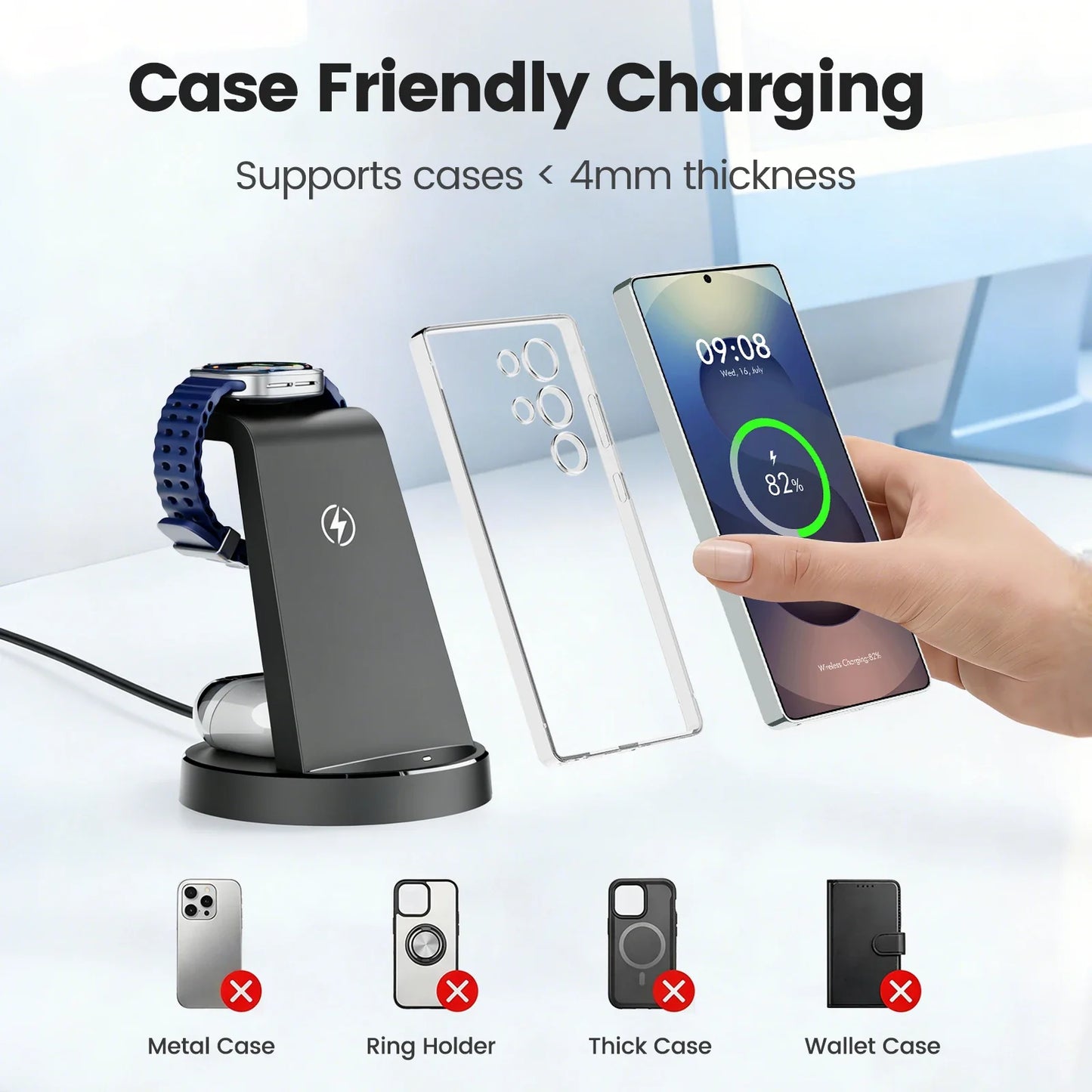 3-in-1 Wireless Charging Station with Magnetic FlexCharge Design