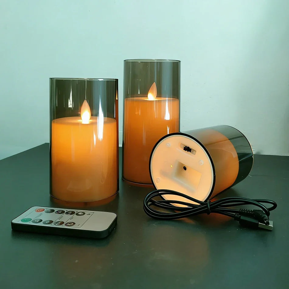 Set of 3 Rechargeable LED Candles with USB Charging
