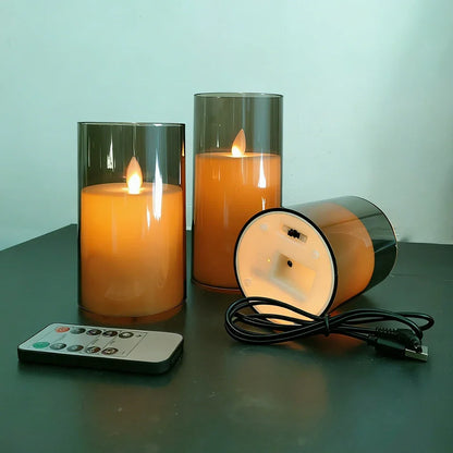 Set of 3 Rechargeable LED Candles with USB Charging