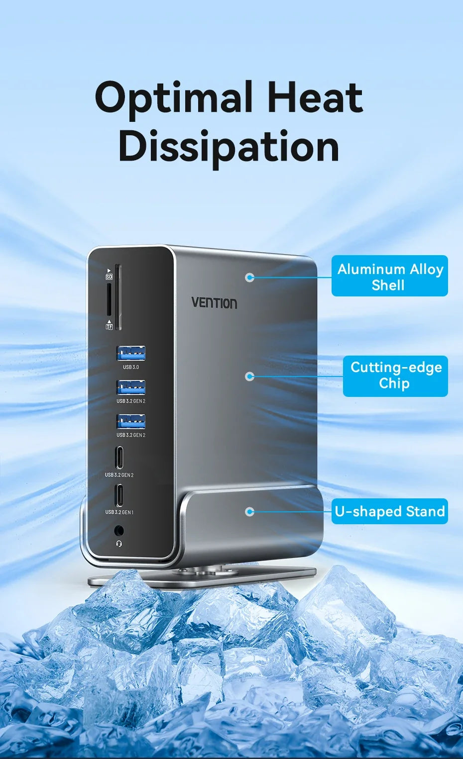 15-Port Hub Station Featuring Various Connection Choices