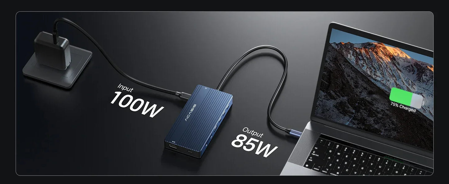 14-Port Docking Station with 1 USB-C and 13 USB-A Connectors