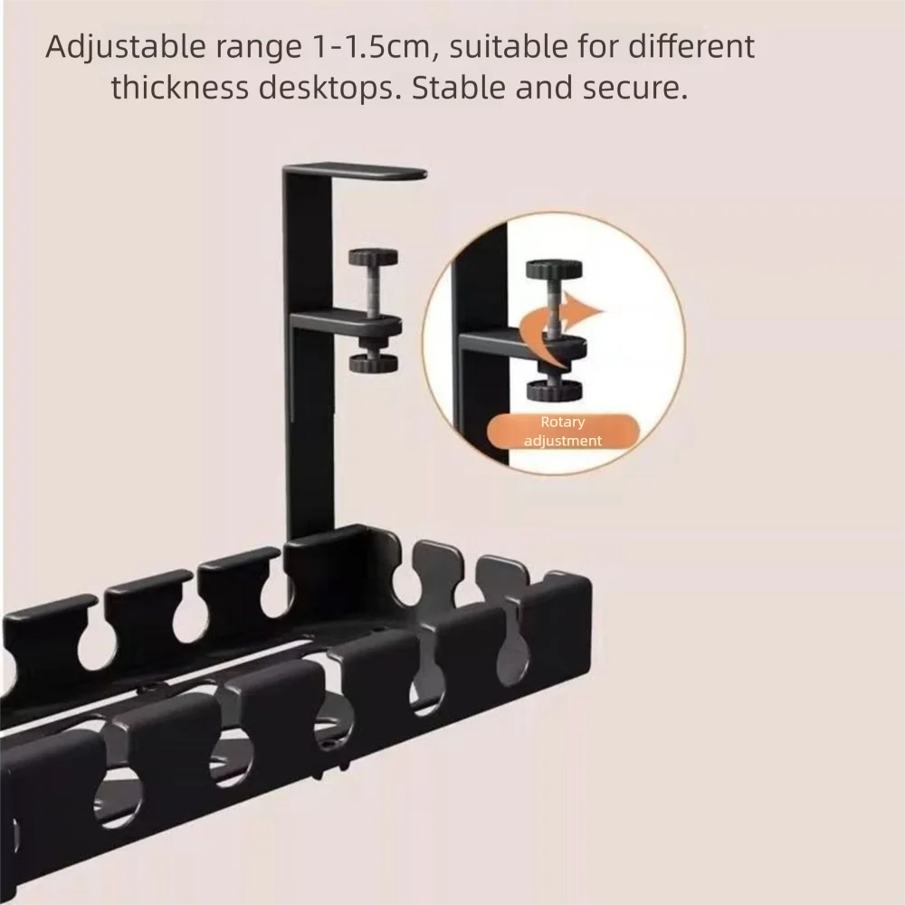 Adjustable Cable Organizer Tray for Under-Desk Use