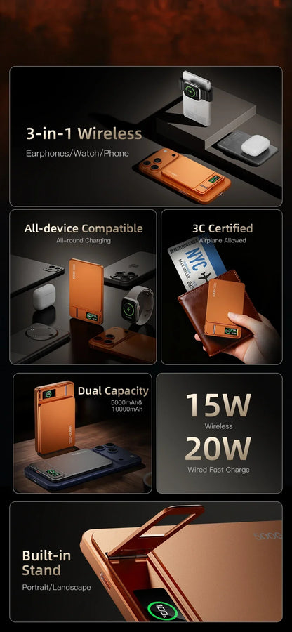 Portable Slim Power Bank with Magnetic Charging Feature