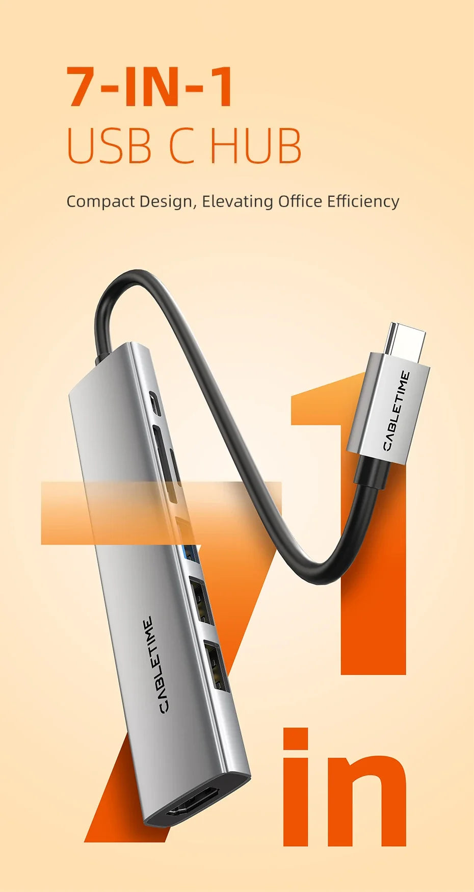 7-Port USB-C Hub with Multi-Function Connectivity