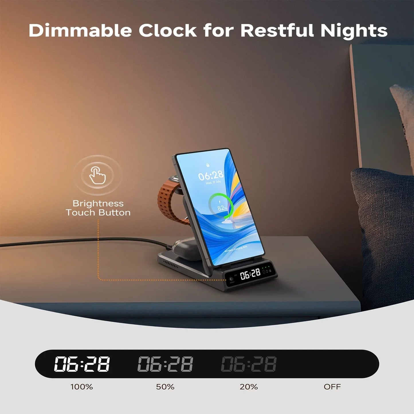 3-in-1 Wireless Charging Dock – Foldable Design for Devices