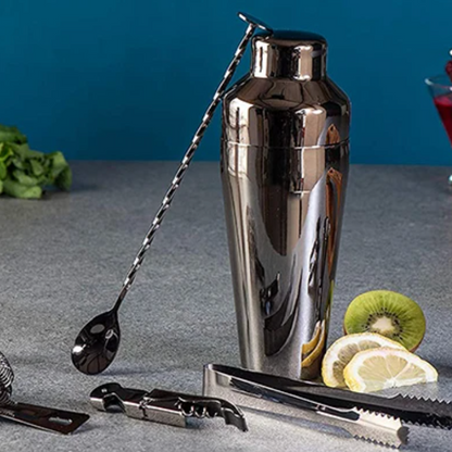 Premium Cocktail Mixing Set with Elegant Bamboo Stand