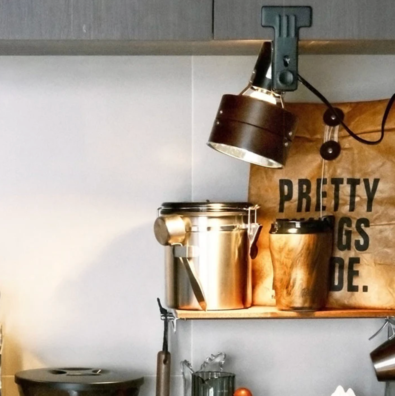 Adjustable Clip-On Desk Spotlight Lamp in Wood and Metal