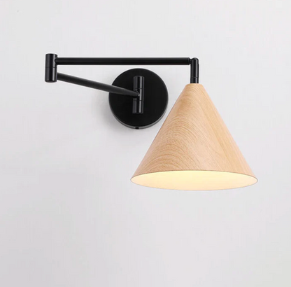 Sleek Scandinavian Wall Light with Wooden Accents