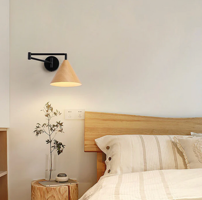 Sleek Scandinavian Wall Light with Wooden Accents