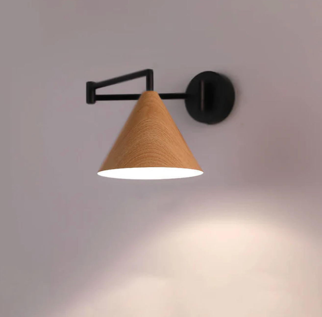 Sleek Scandinavian Wall Light with Wooden Accents